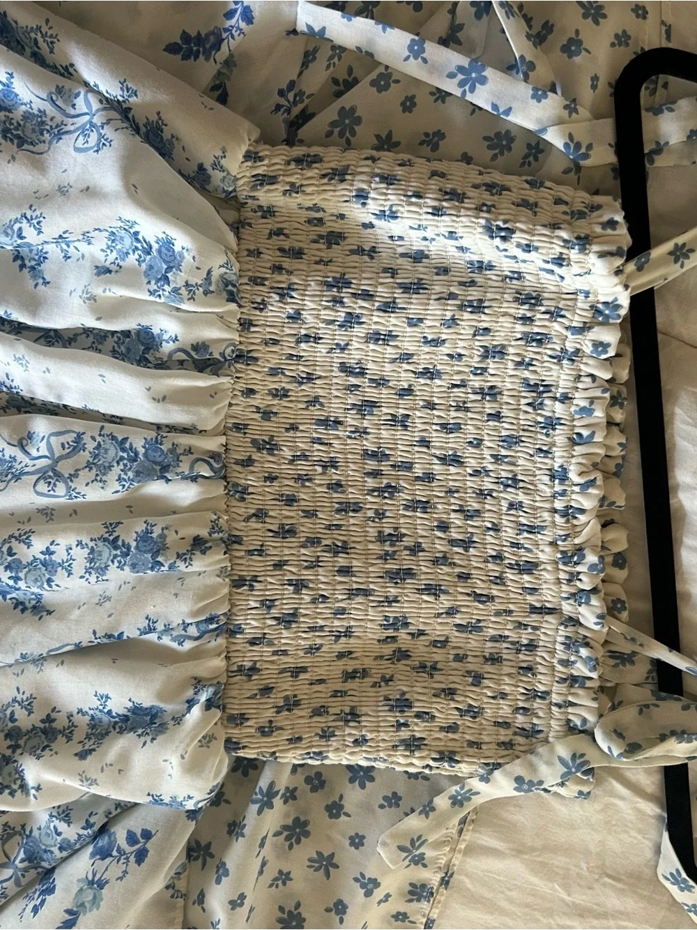 Blue/White 🦋 Floral Tiered Ruffle Cottagecore Maxi Dress - Picture 3 of 4